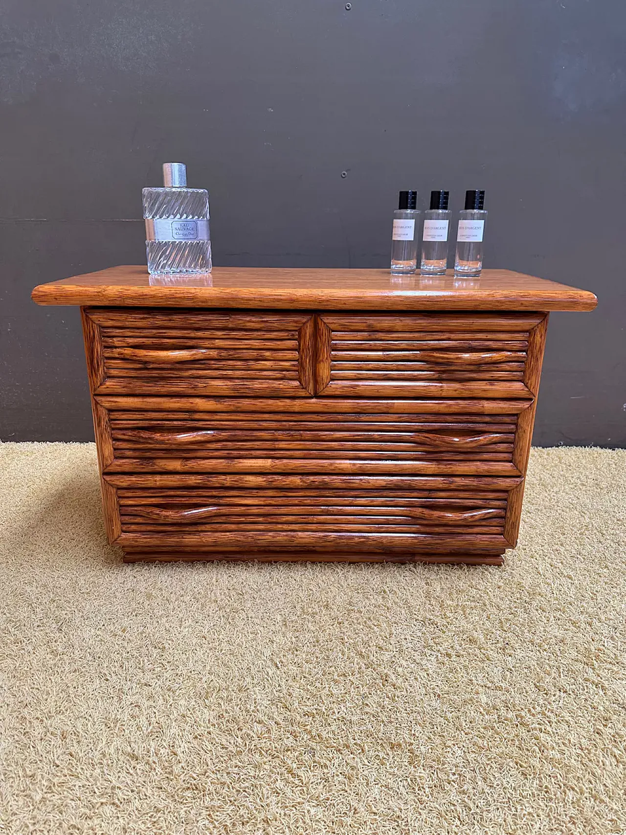 Maugrion bamboo chest of drawers for Roche Bobois, 1980s 7