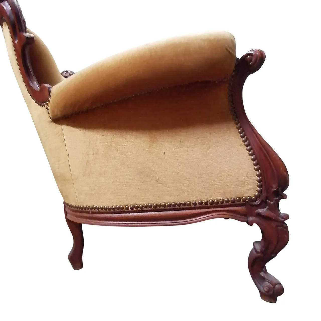 Divano barocco in velluto dorato, anni '50 6