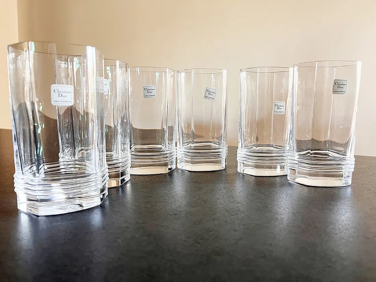 6 Bicchieri da longdrink in cristallo di Christian Dior, anni '80 1