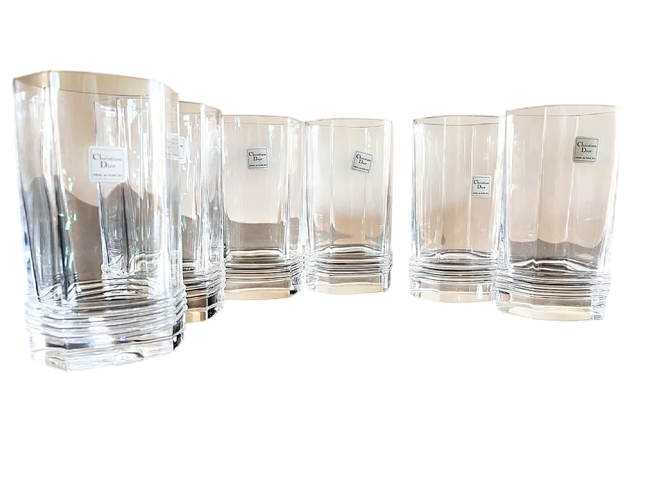 6 Bicchieri da longdrink in cristallo di Christian Dior, anni '80 6
