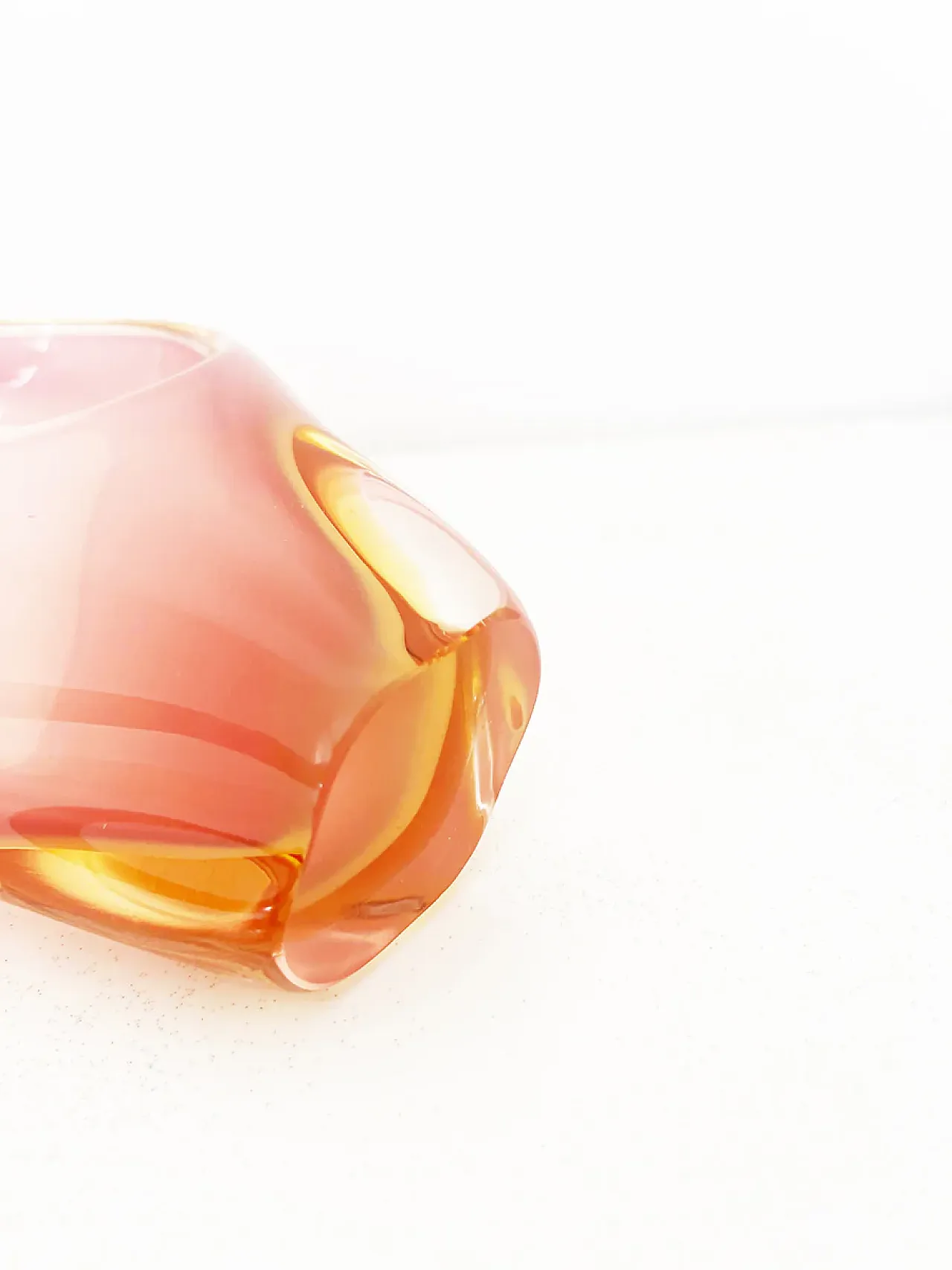 Pink and yellow Murano glass basket, 1950s 4