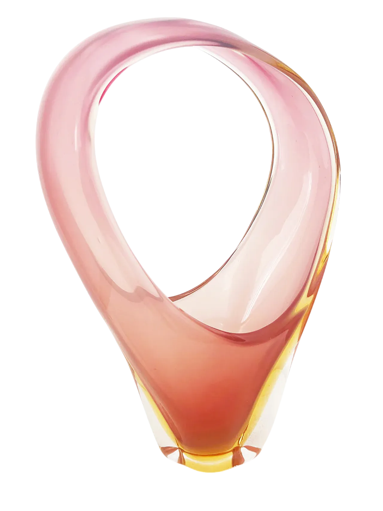 Pink and yellow Murano glass basket, 1950s 5