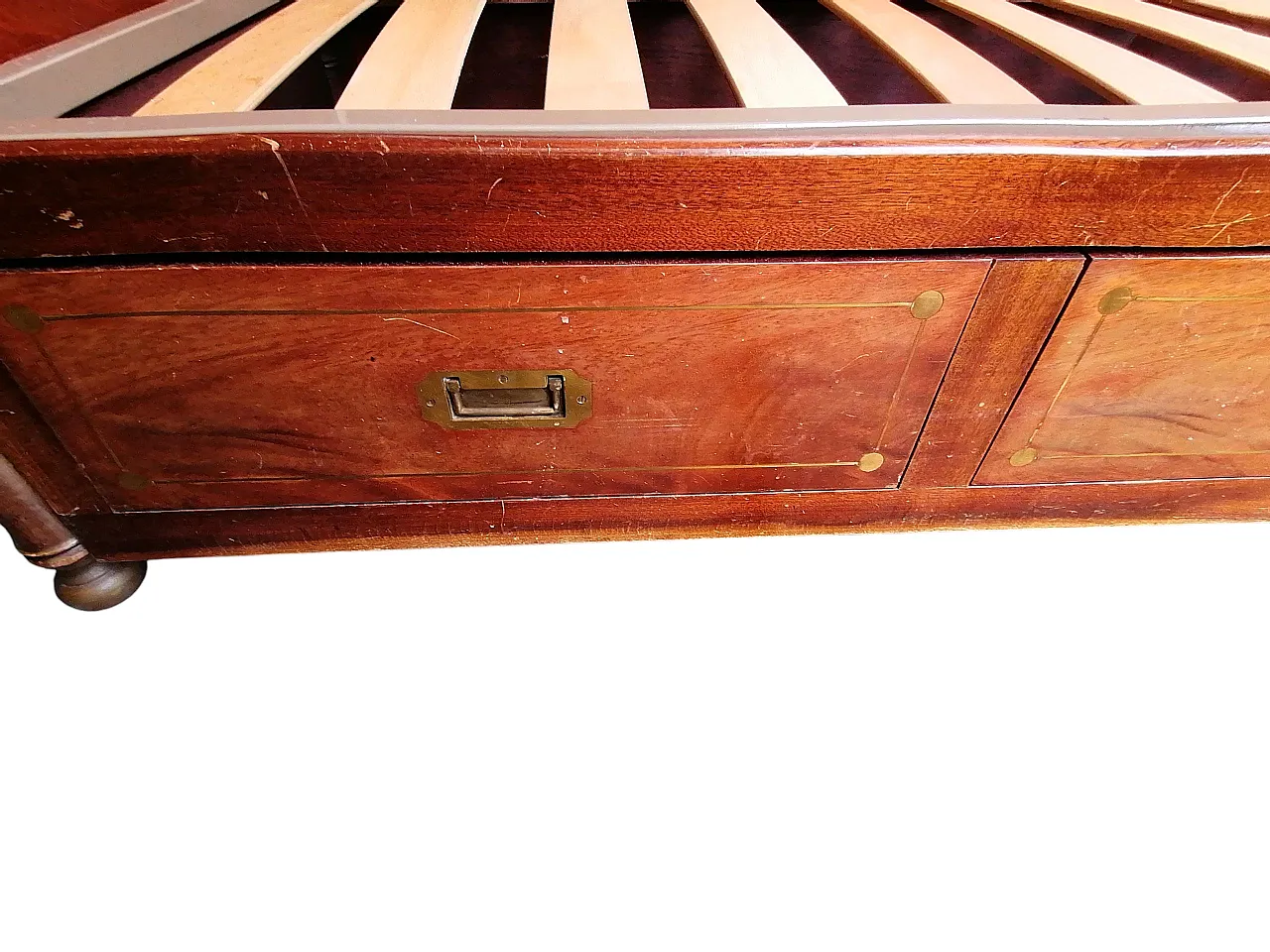 Divano letto inglese in stile nautico in mogano con accenti in ottone, 1890 4