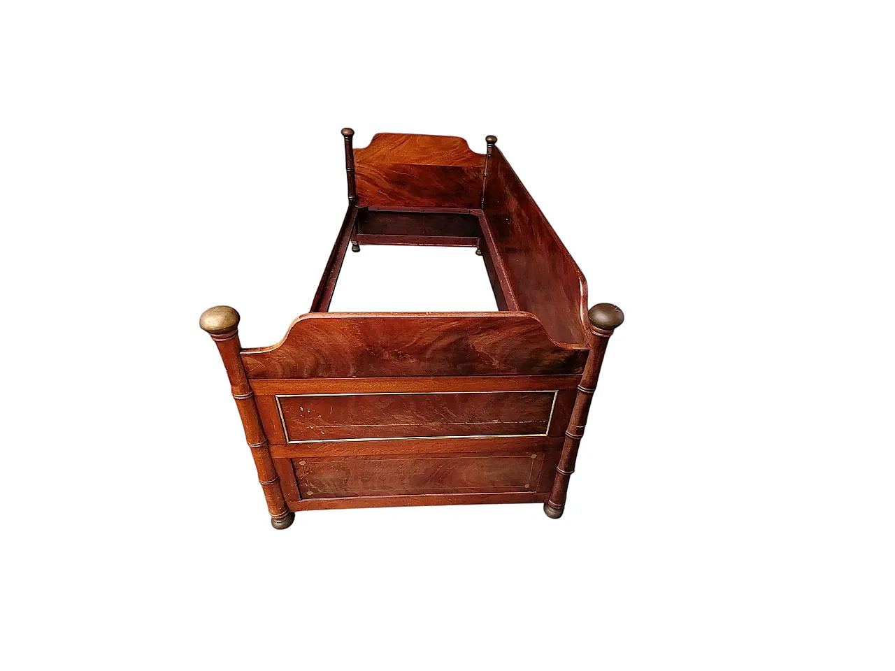 Divano letto inglese in stile nautico in mogano con accenti in ottone, 1890 9