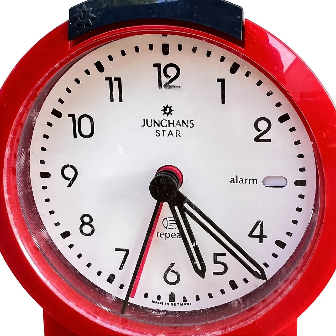 Red Junghans alarm clock, 1980s 9