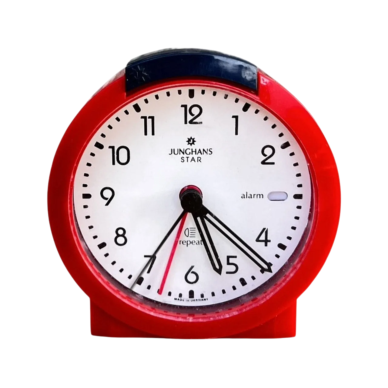 Red Junghans alarm clock, 1980s 10