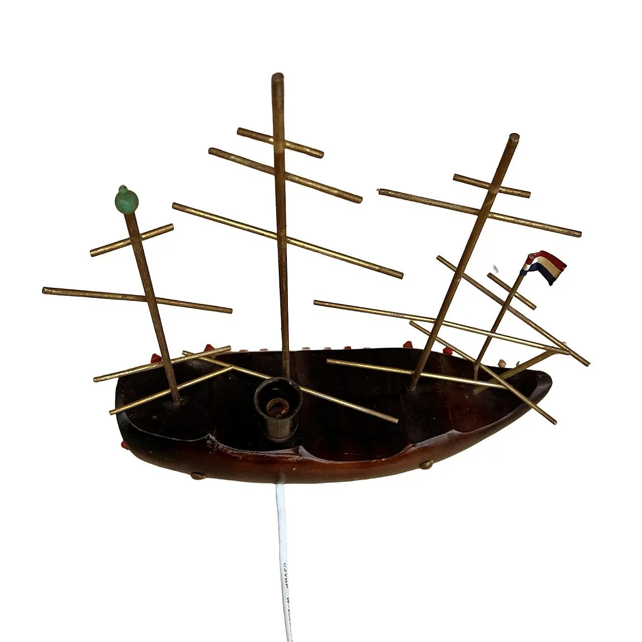 Wooden ship-shaped table night lamp, 1960s 4