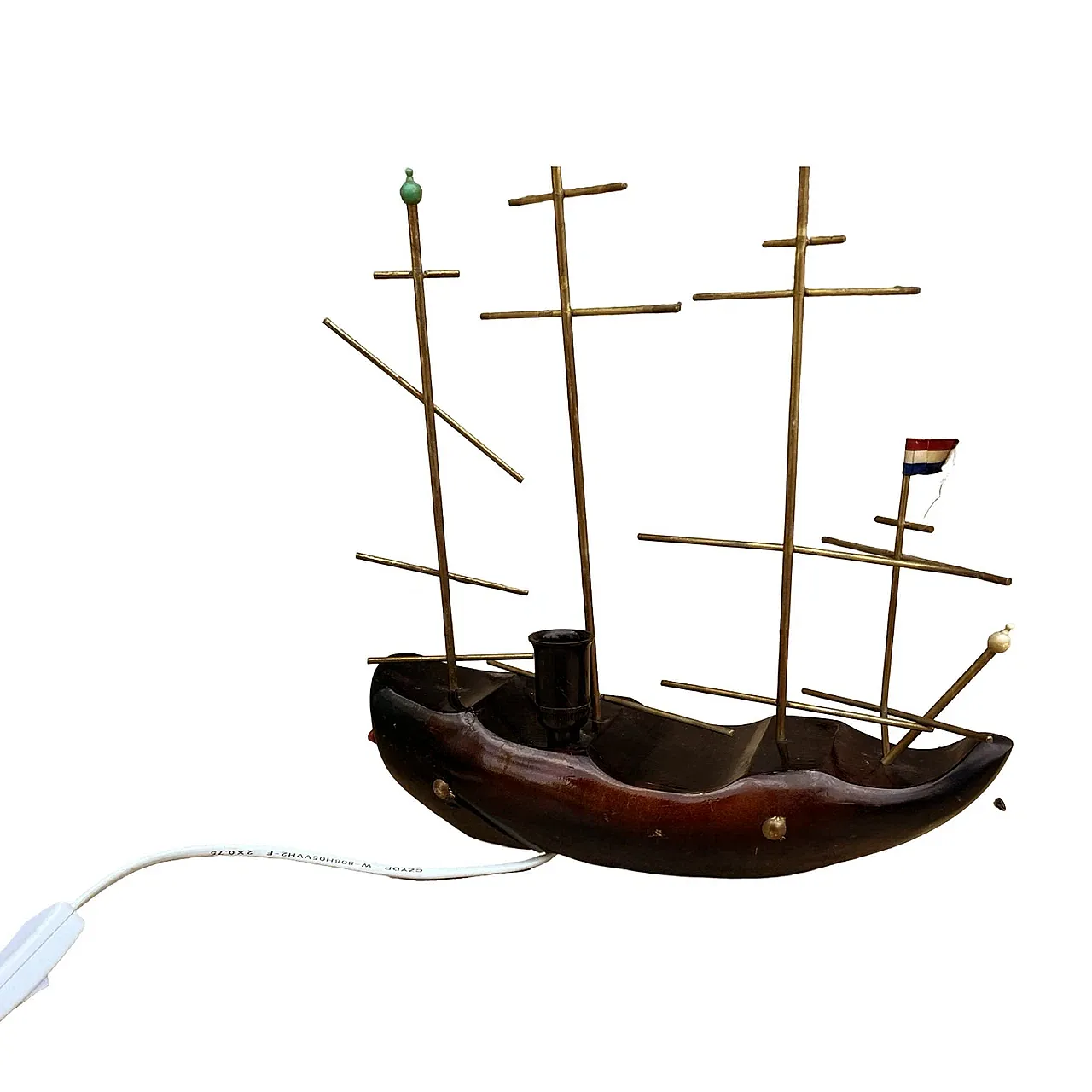 Wooden ship-shaped table night lamp, 1960s 6