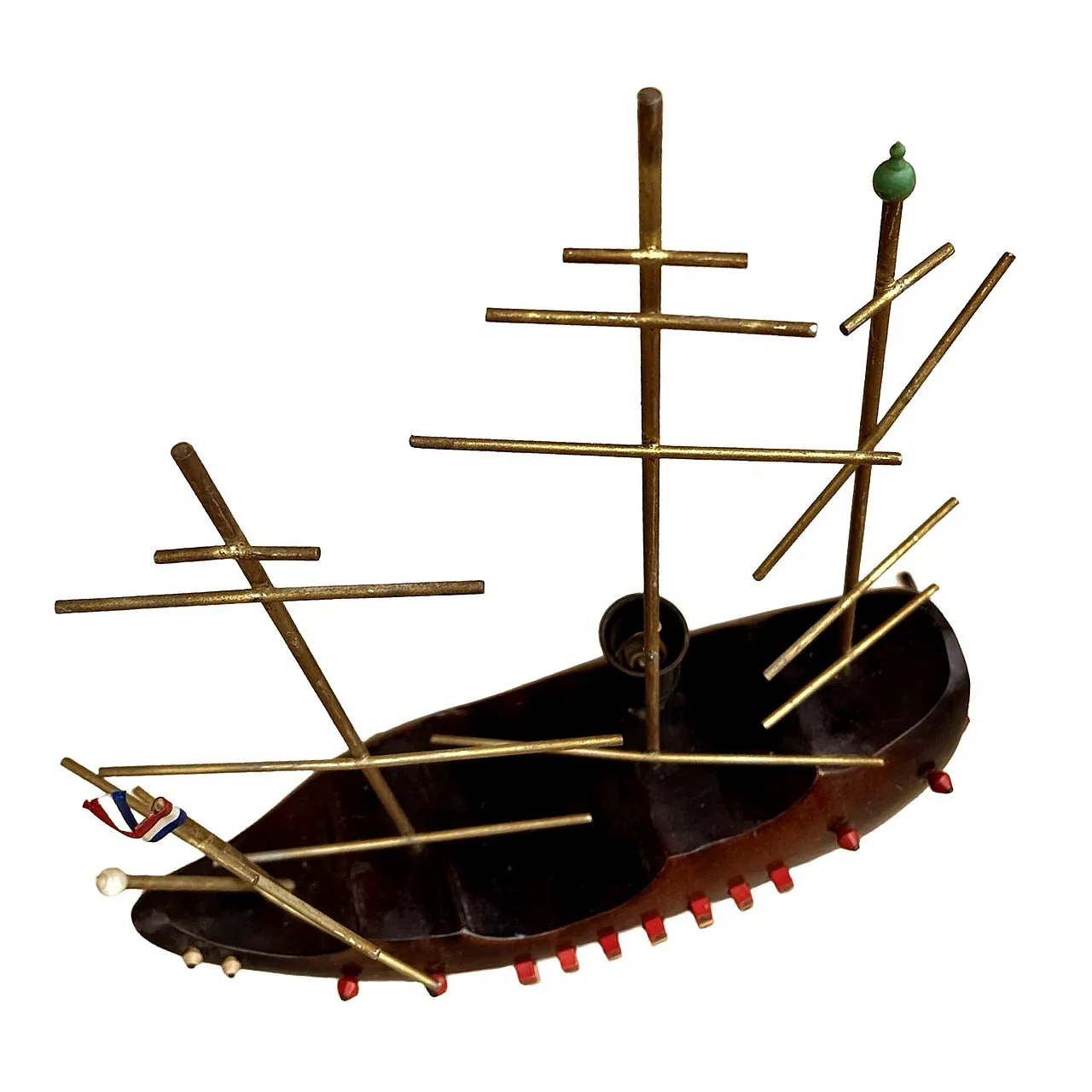 Wooden ship-shaped table night lamp, 1960s 7