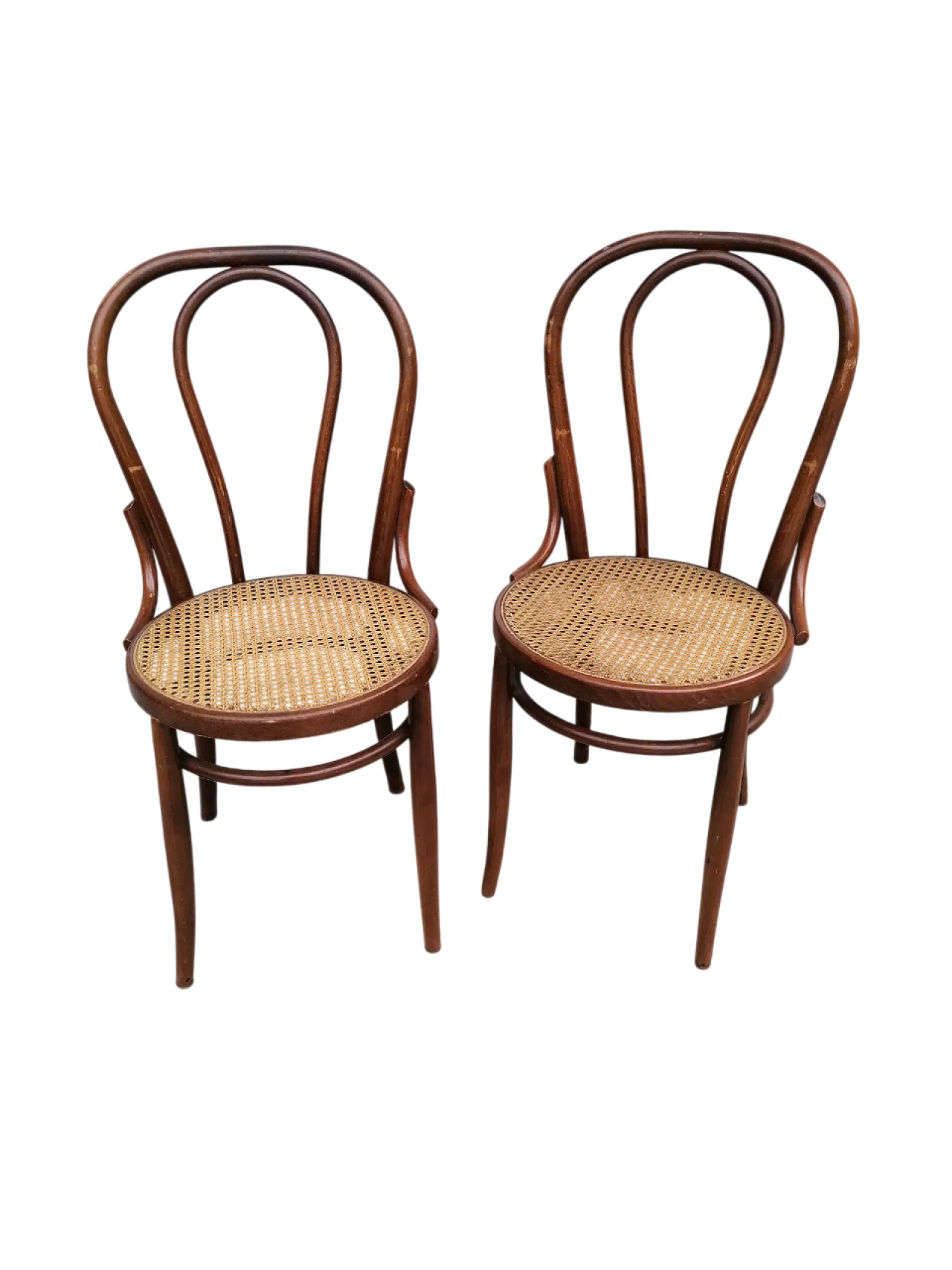 Coppia di sedie in paglia di Vienna di Thonet, anni '50 1