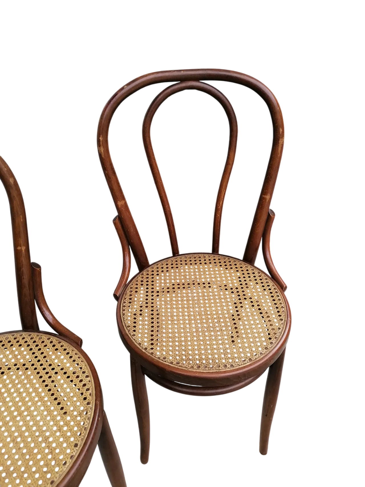 Coppia di sedie in paglia di Vienna di Thonet, anni '50 3