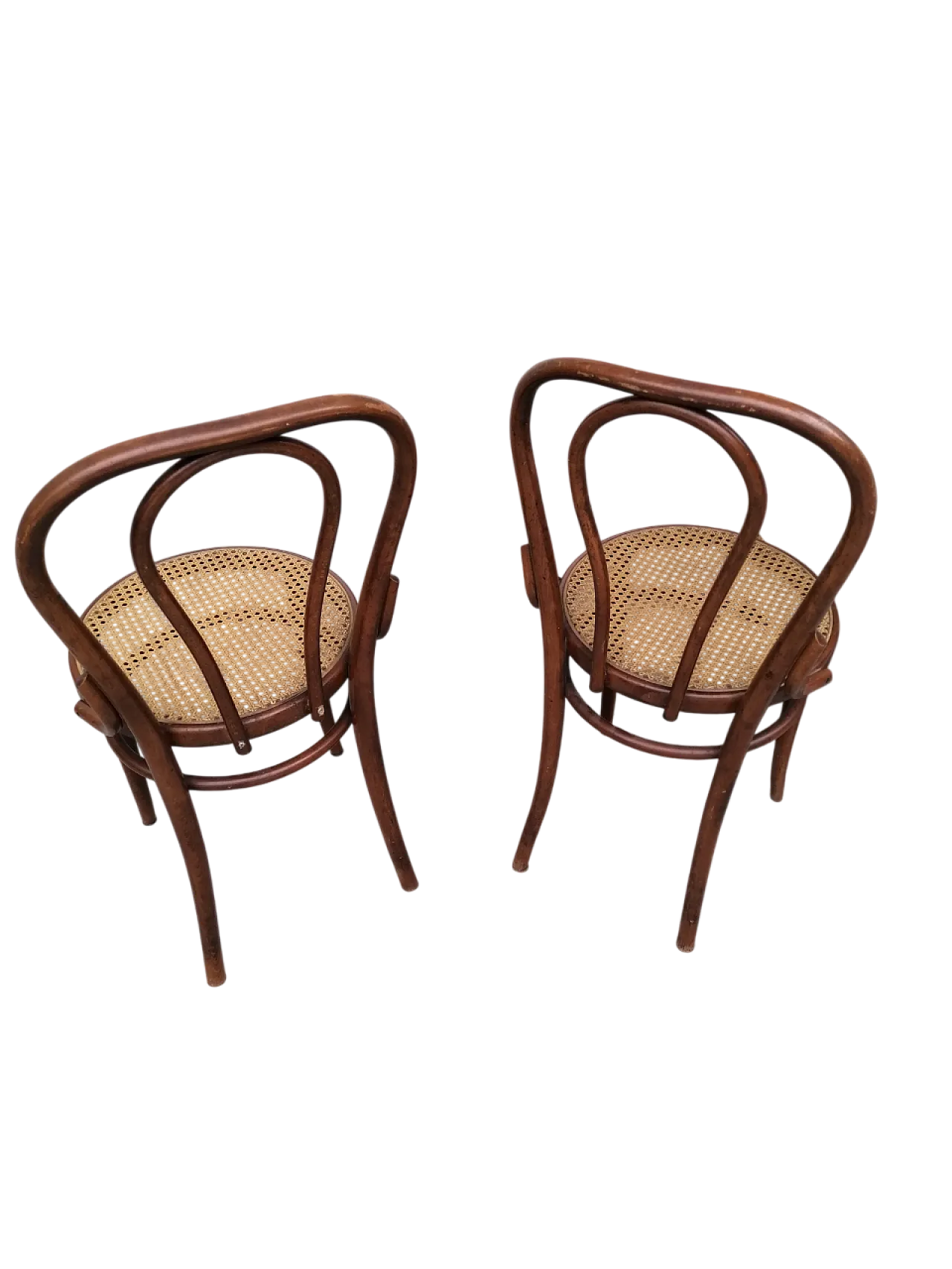 Coppia di sedie in paglia di Vienna di Thonet, anni '50 6