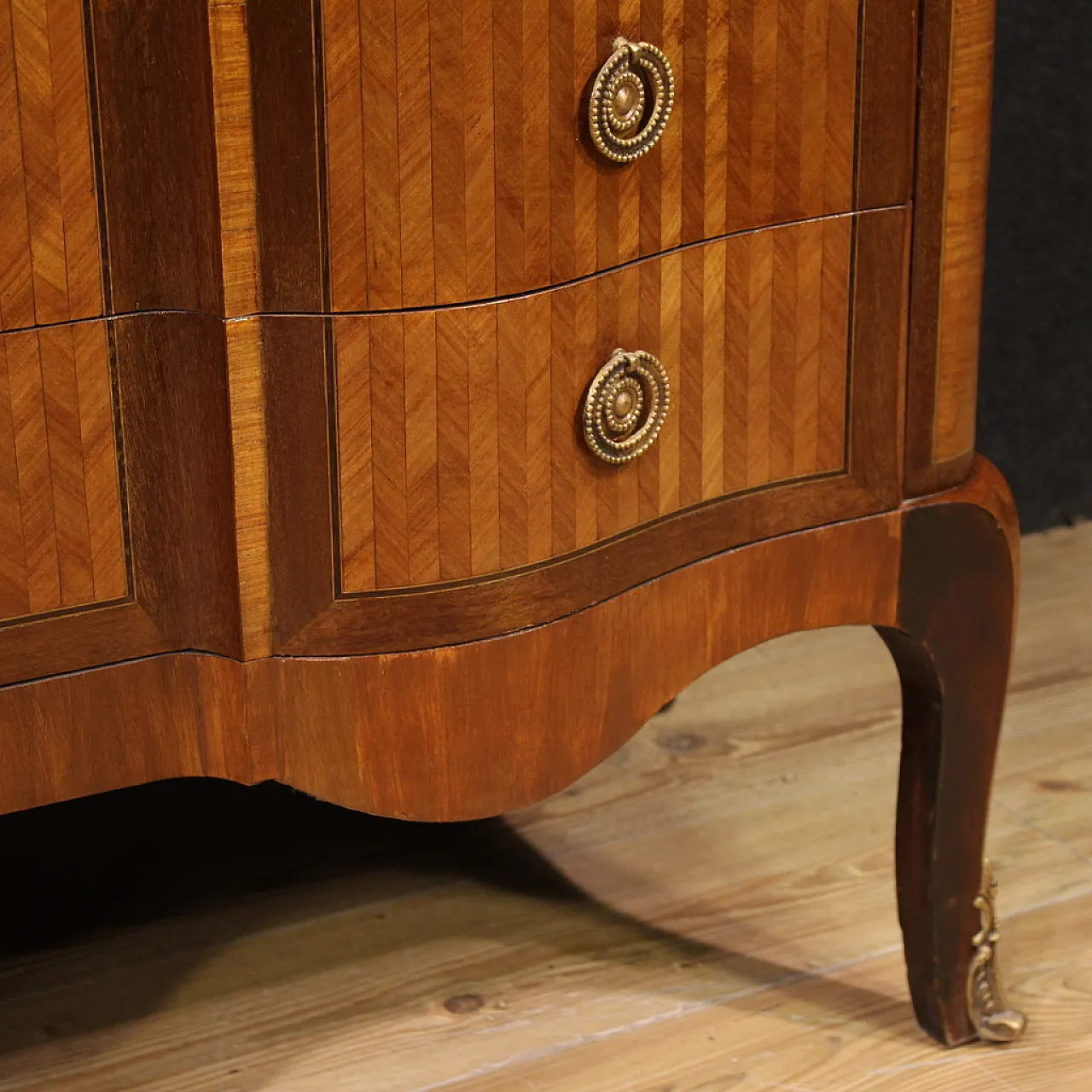 French inlaid chest of drawers marble top, 19th century 10
