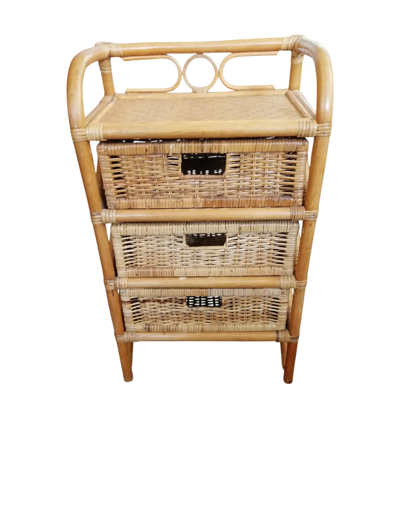 Woven Bamboo Chest of Drawers or Bedside Table, 1970s 1