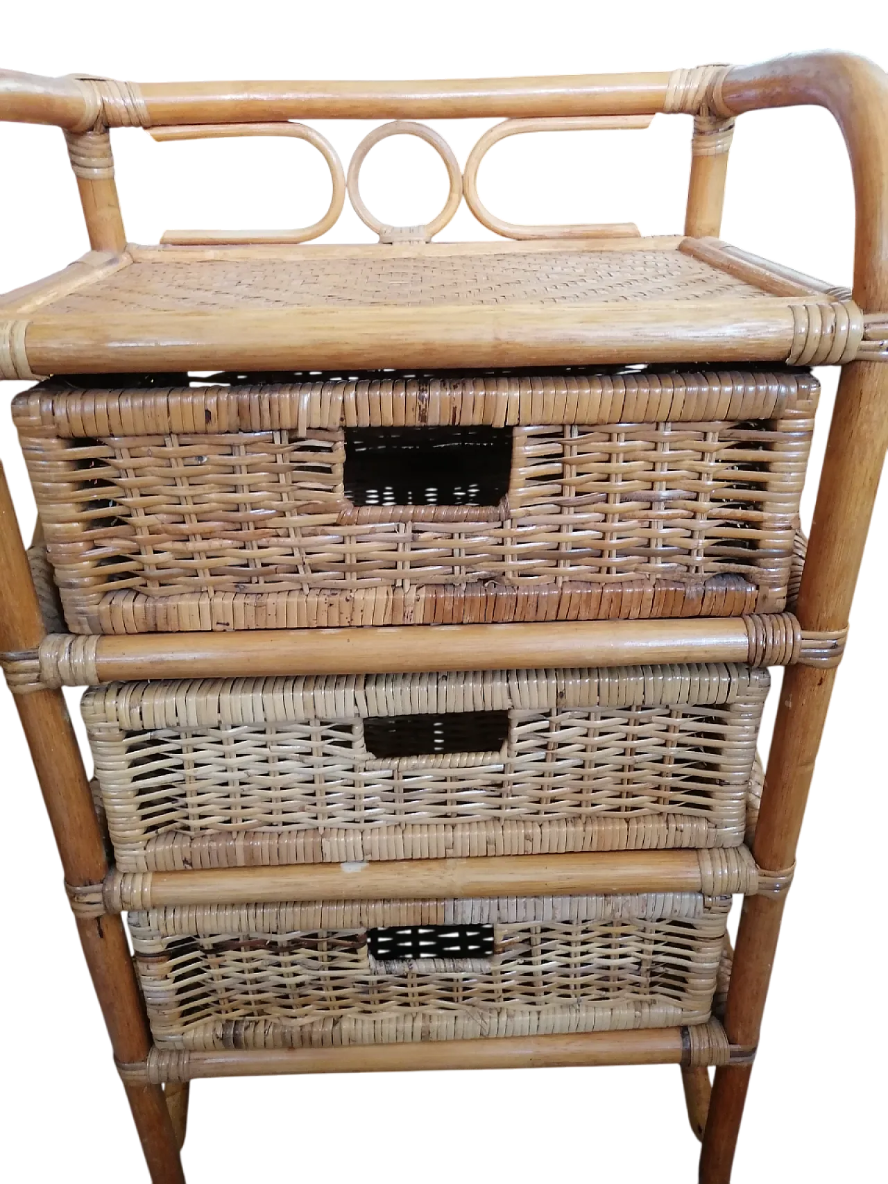 Woven Bamboo Chest of Drawers or Bedside Table, 1970s 2