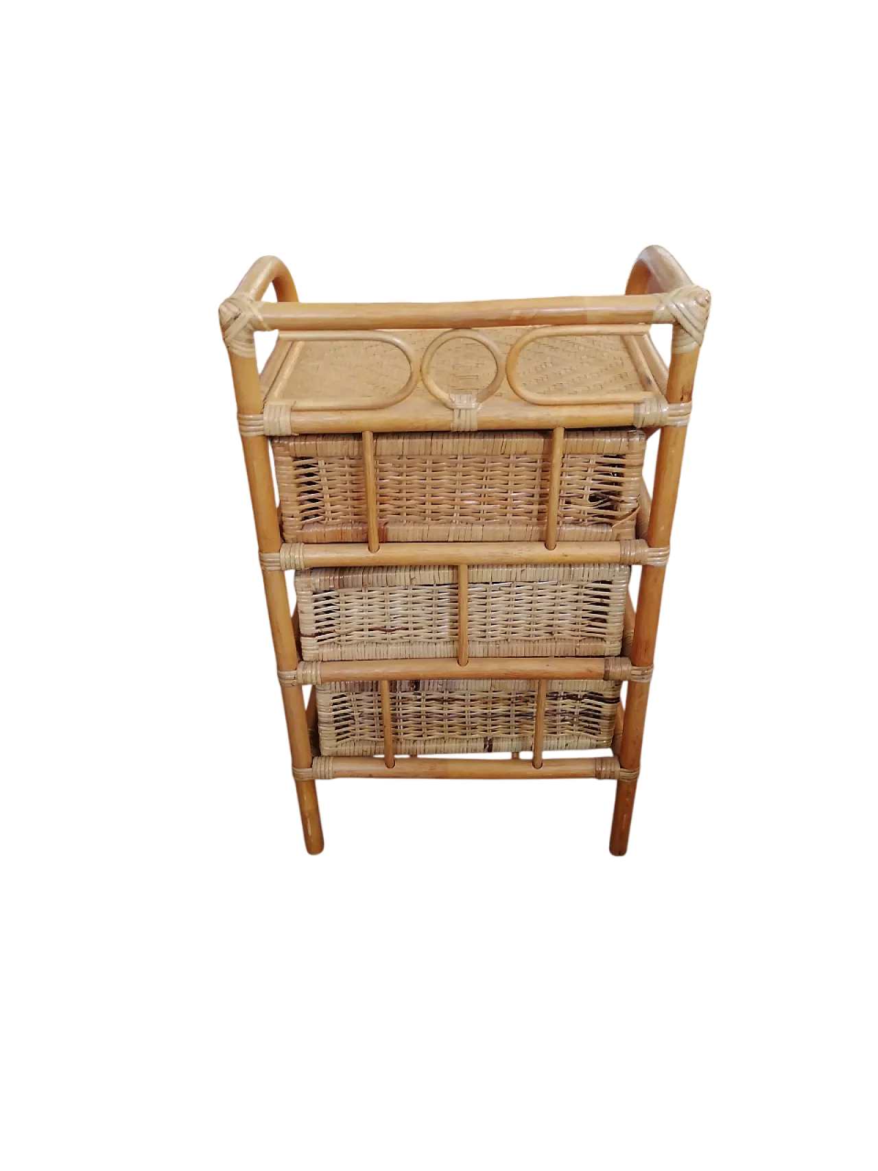 Woven Bamboo Chest of Drawers or Bedside Table, 1970s 4
