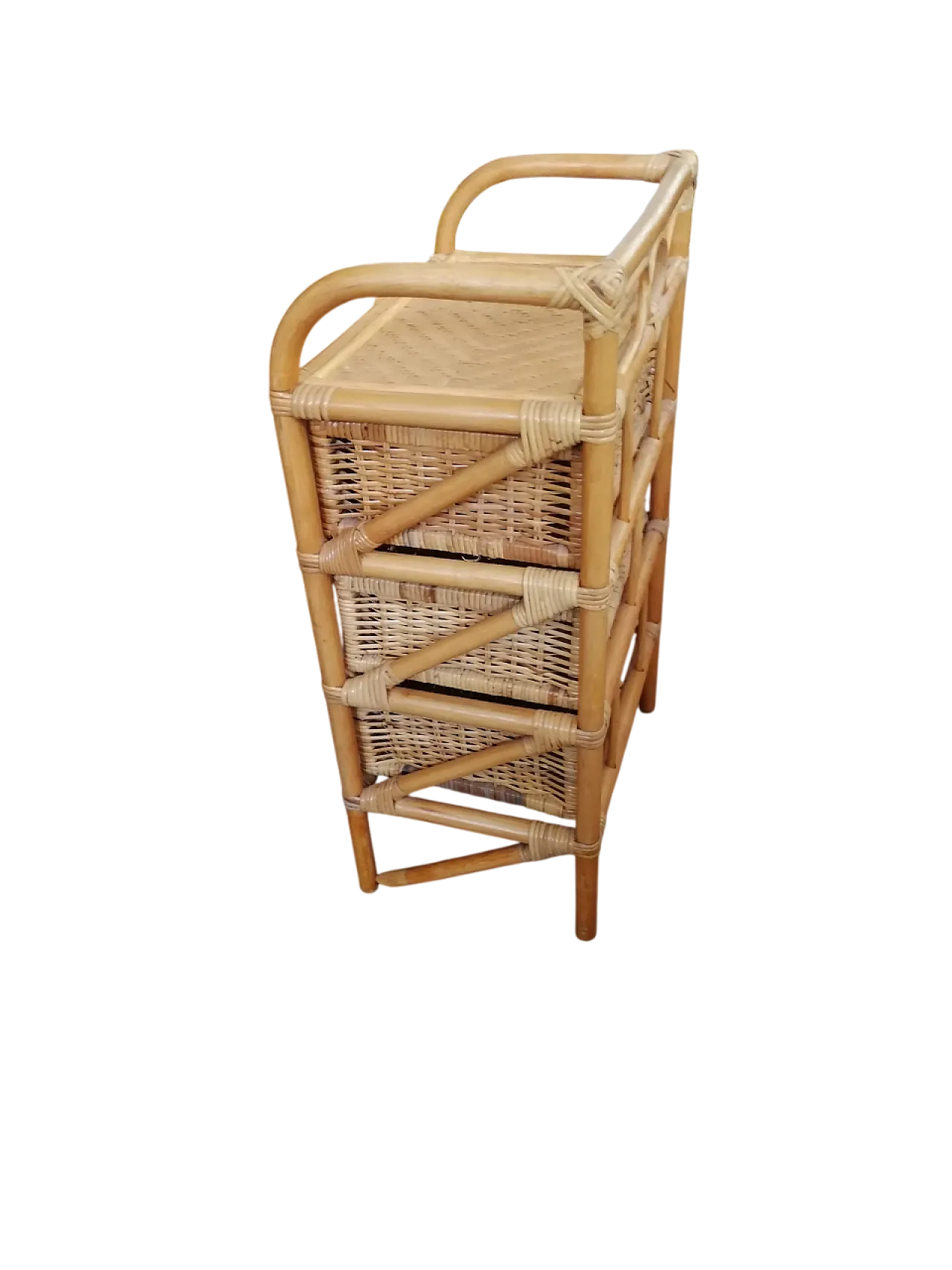 Woven Bamboo Chest of Drawers or Bedside Table, 1970s 5