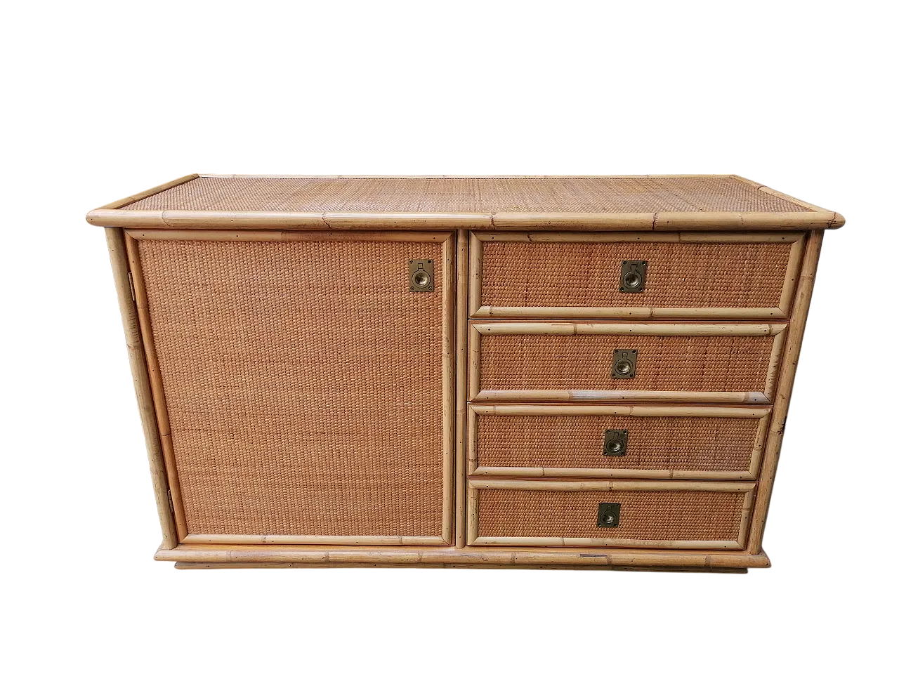 Hand-Woven Bamboo and Rattan Sideboard by Dal Vera, 1970s 1