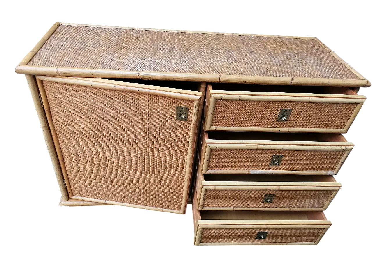 Hand-Woven Bamboo and Rattan Sideboard by Dal Vera, 1970s 2