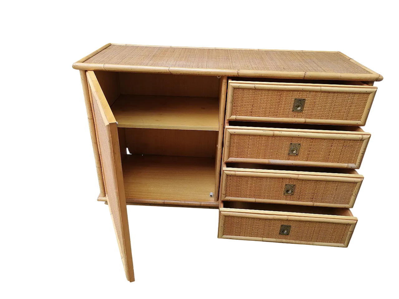 Hand-Woven Bamboo and Rattan Sideboard by Dal Vera, 1970s 11