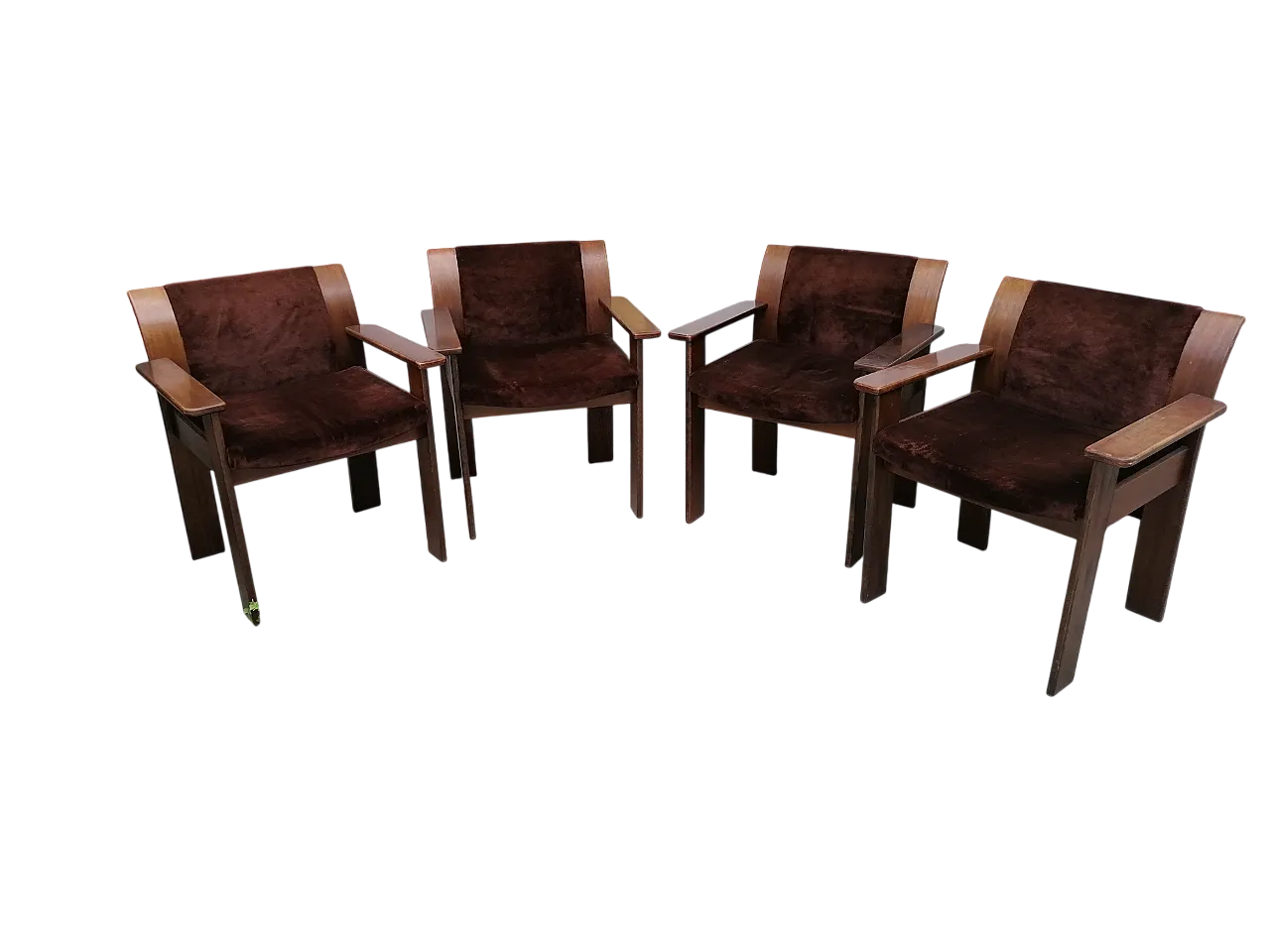 4 velvet chairs by Afra and Tobia Scarpa, 1970s 1