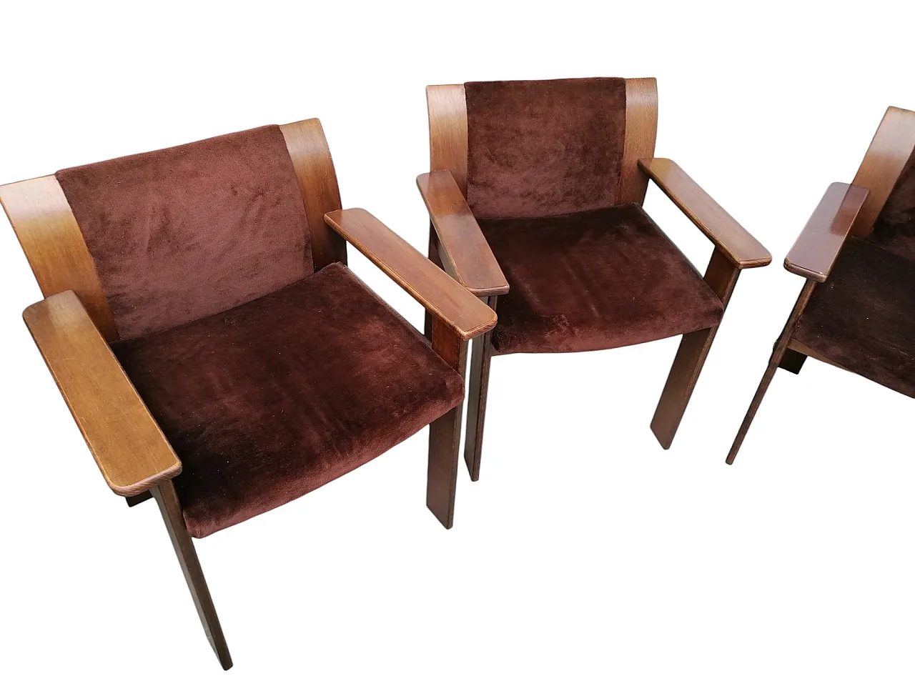 4 velvet chairs by Afra and Tobia Scarpa, 1970s 3