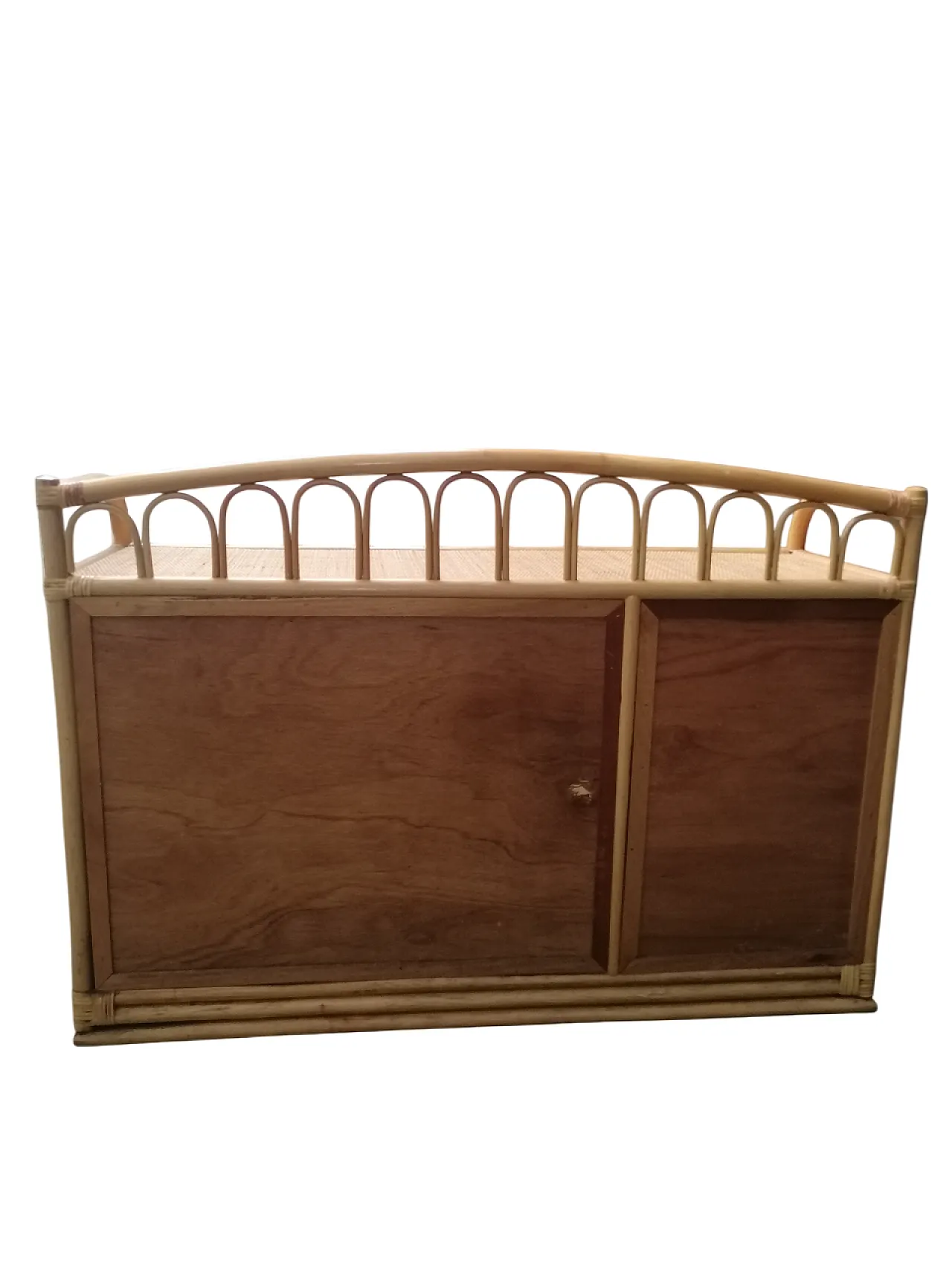 Cassettiera in bambù e vimini, anni '70 5