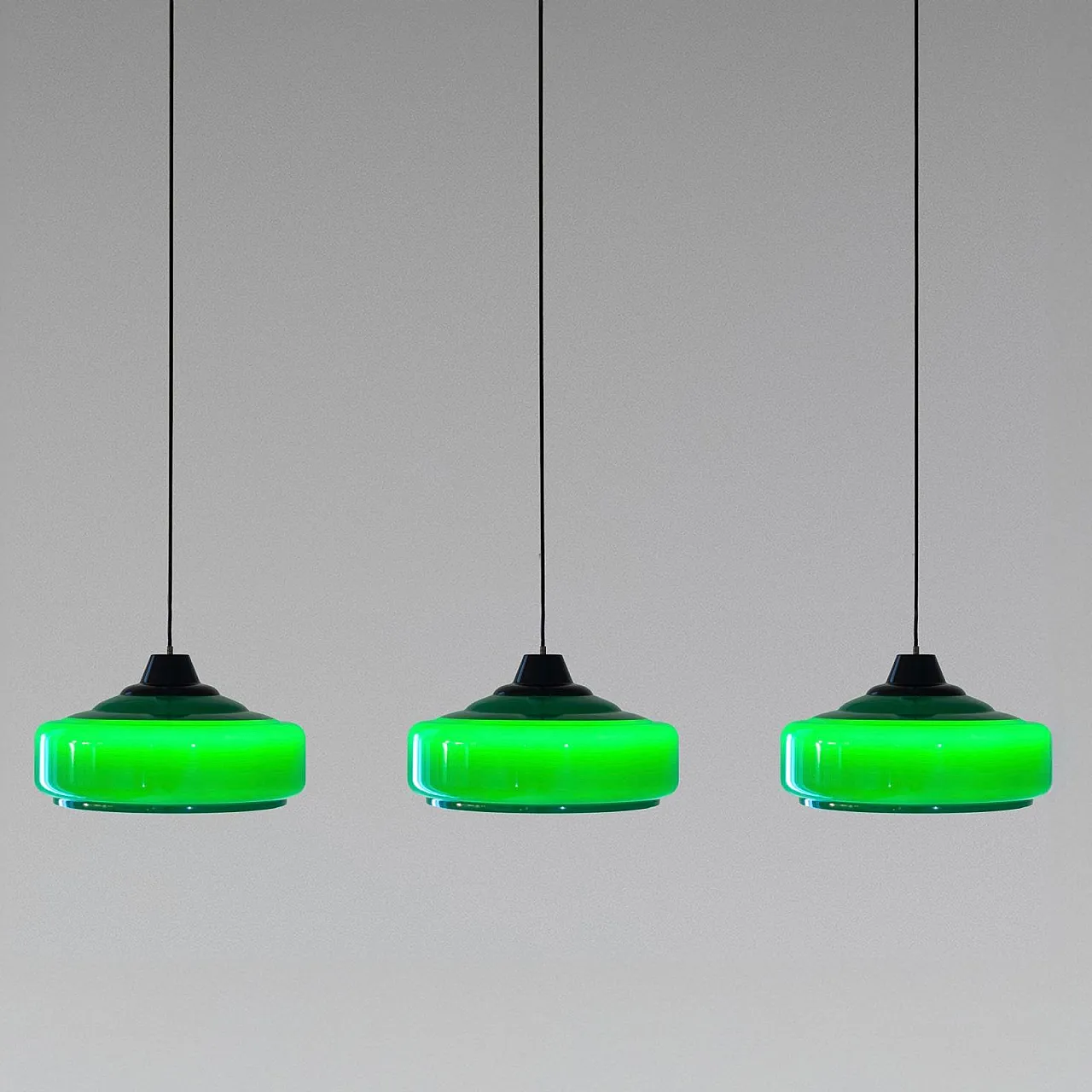 Lampadario da sala biliardo, color verde, anni '60 1