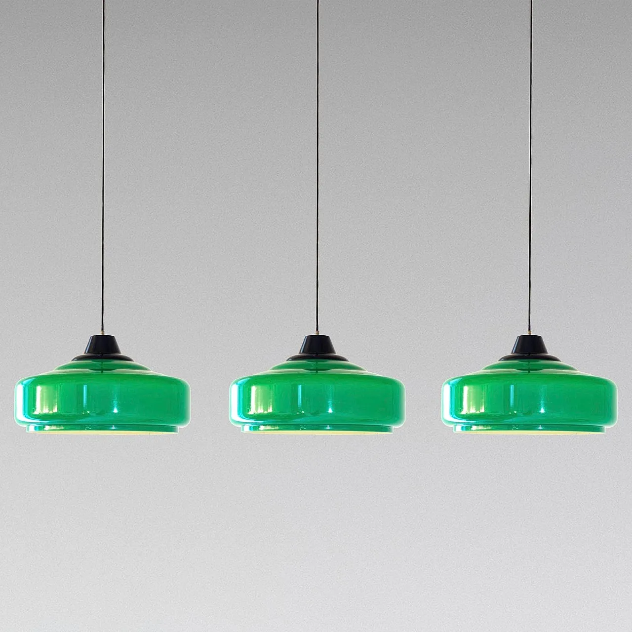 Lampadario da sala biliardo, color verde, anni '60 2