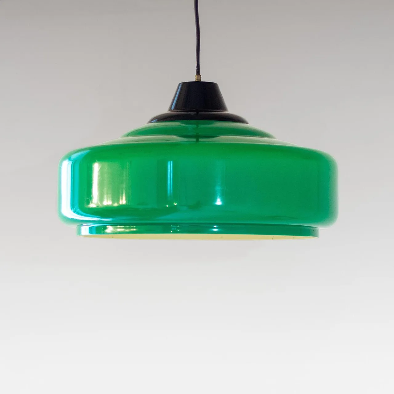 Lampadario da sala biliardo, color verde, anni '60 4