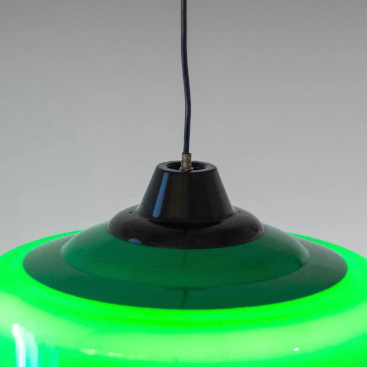 Lampadario da sala biliardo, color verde, anni '60 5