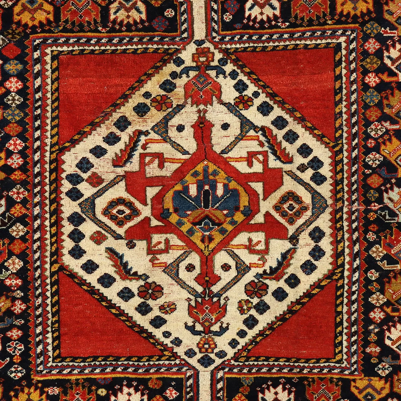 Tappeto Kaskay/Afshari in lana a nodi sottili, fine '900 3