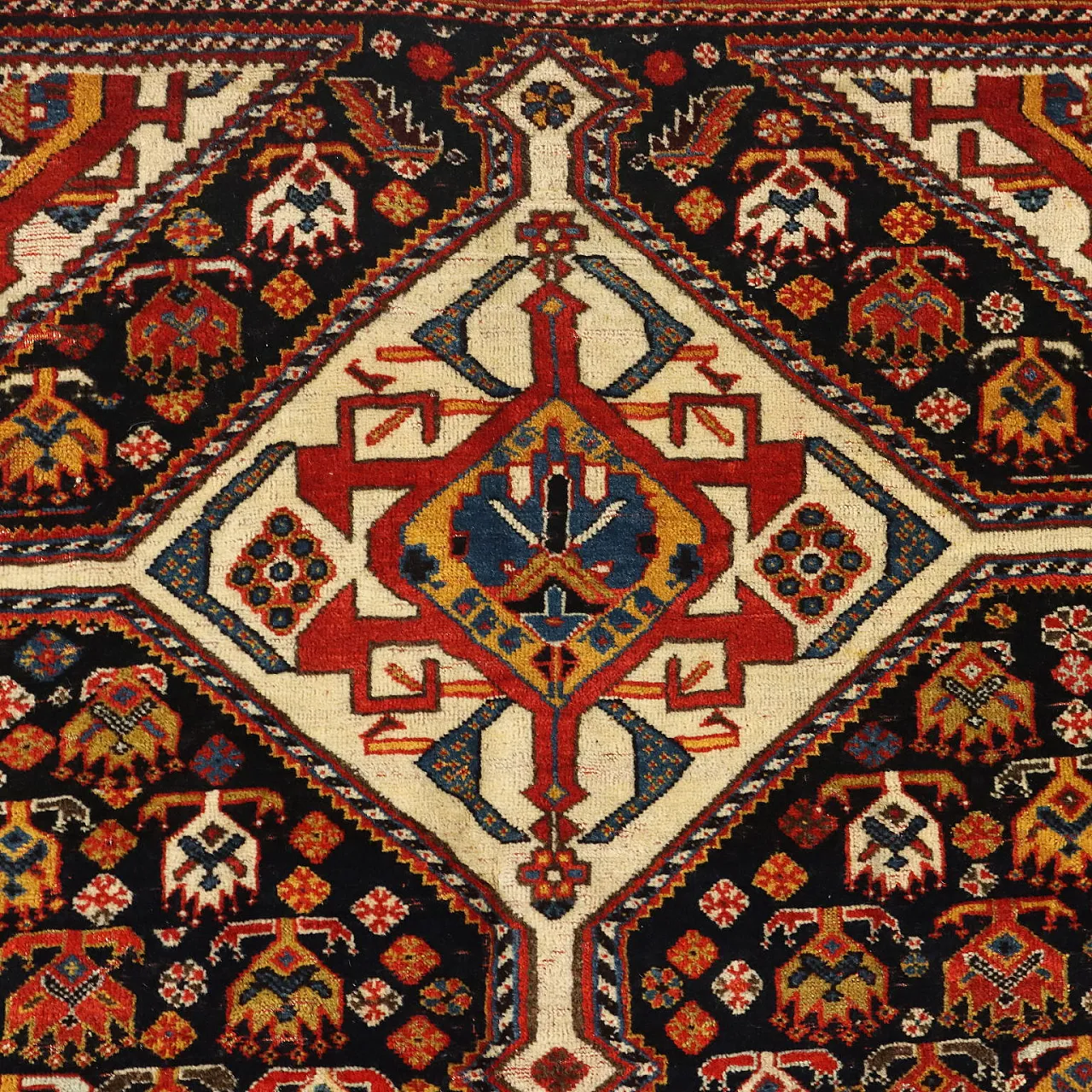 Tappeto Kaskay/Afshari in lana a nodi sottili, fine '900 4