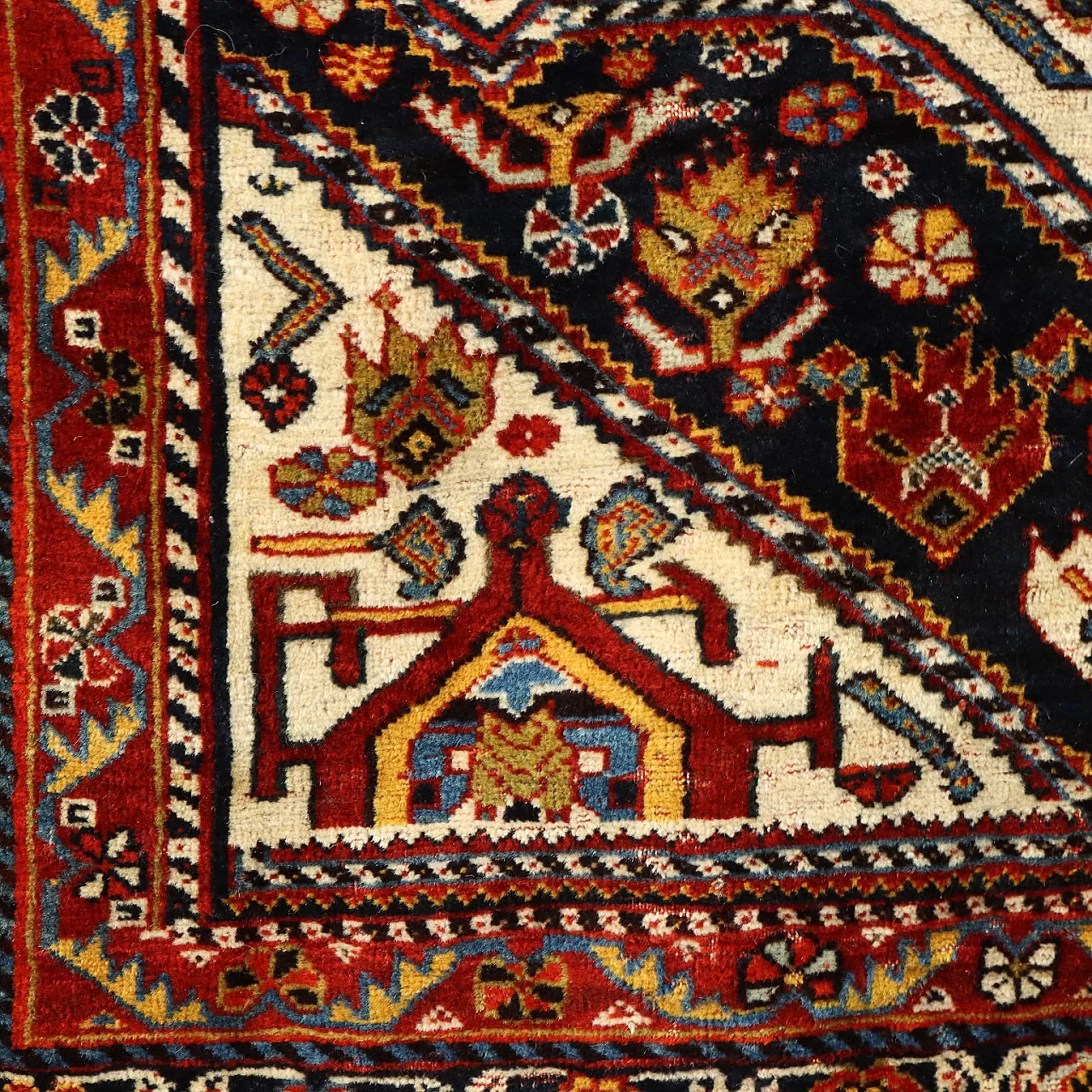 Tappeto Kaskay/Afshari in lana a nodi sottili, fine '900 6