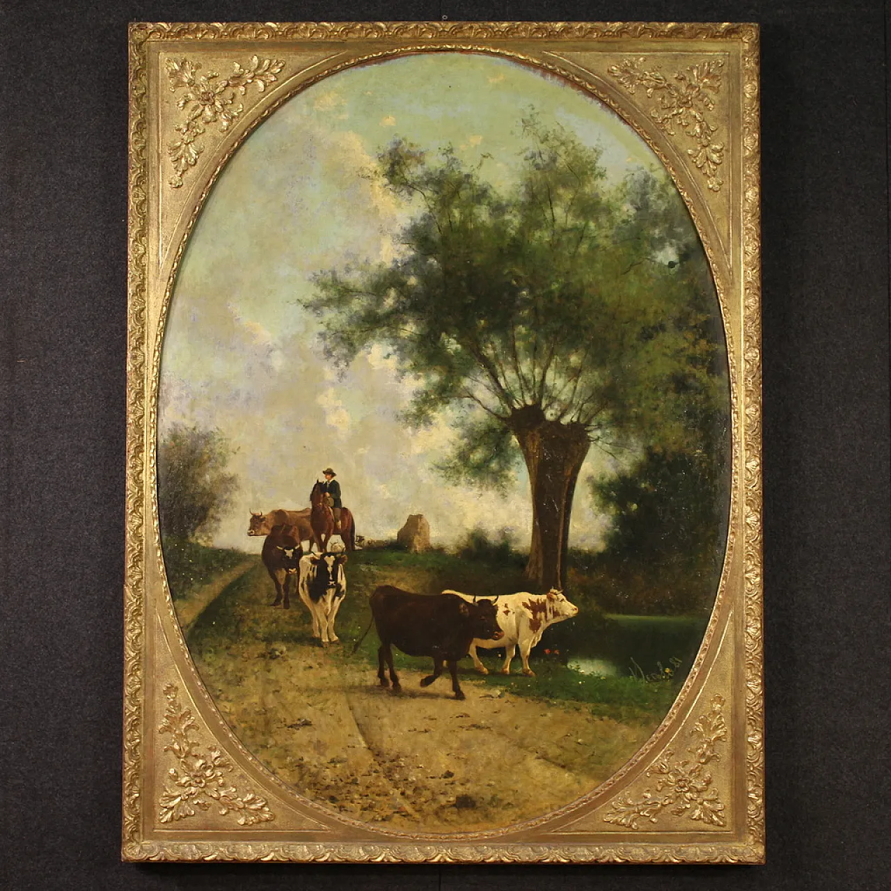 Dipinto italiano paesaggio firmato e datato 1881 1