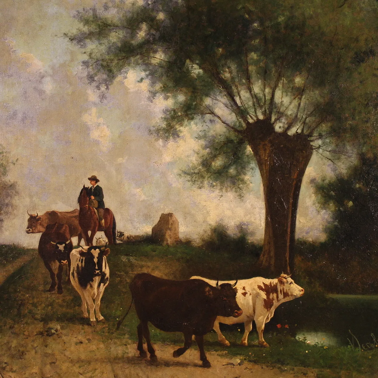 Dipinto italiano paesaggio firmato e datato 1881 2