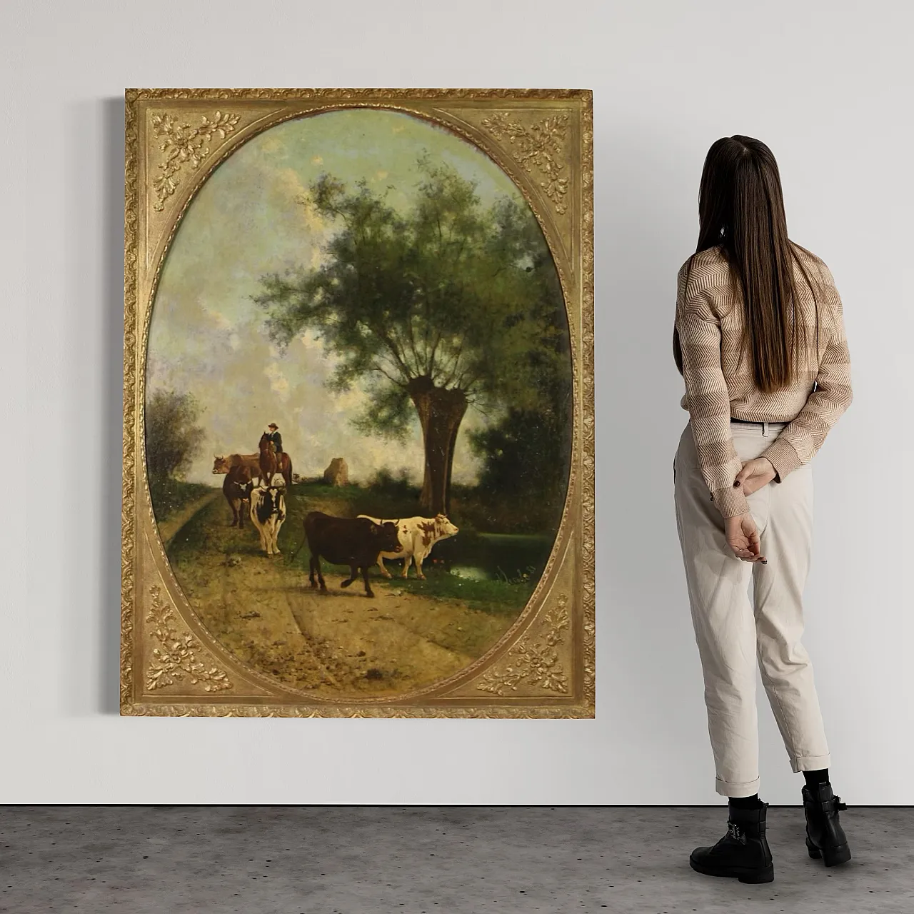 Dipinto italiano paesaggio firmato e datato 1881 3