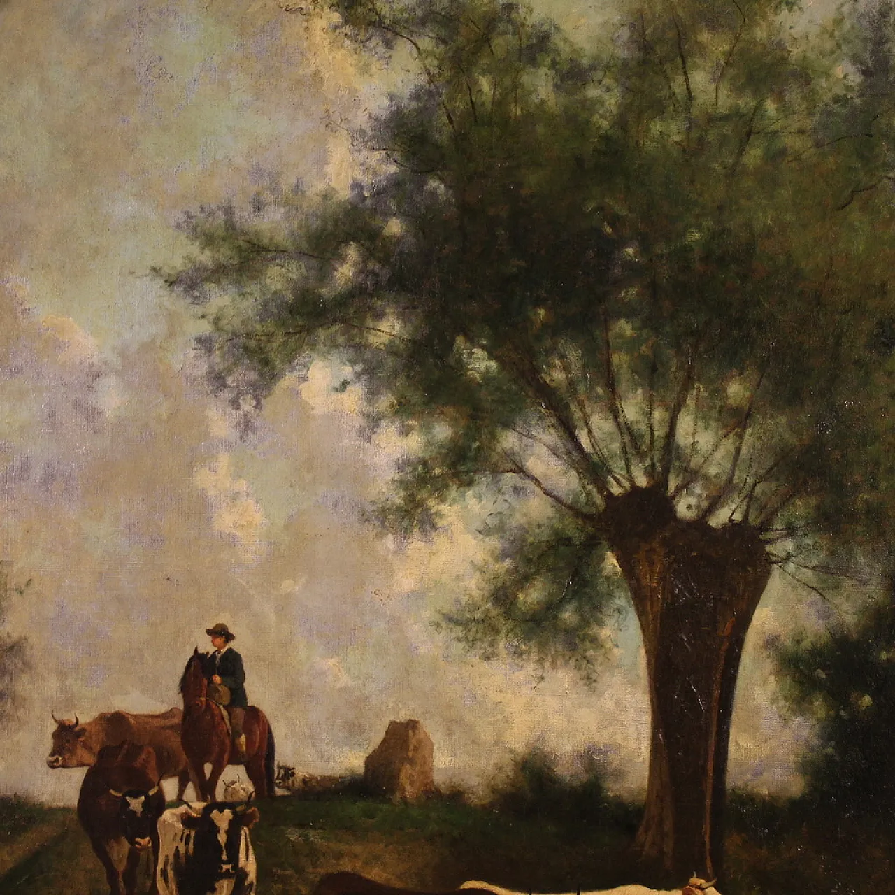 Dipinto italiano paesaggio firmato e datato 1881 4