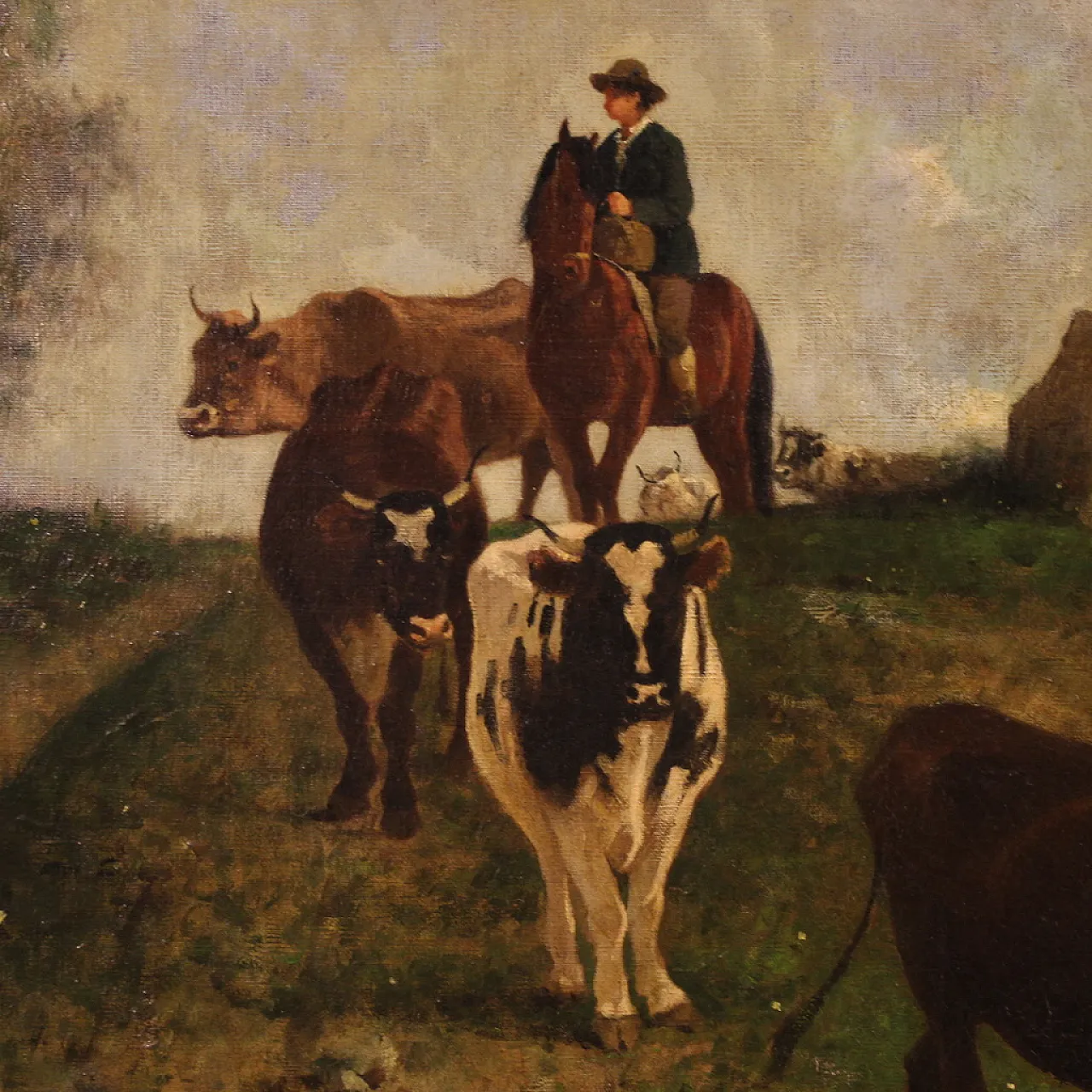 Dipinto italiano paesaggio firmato e datato 1881 8