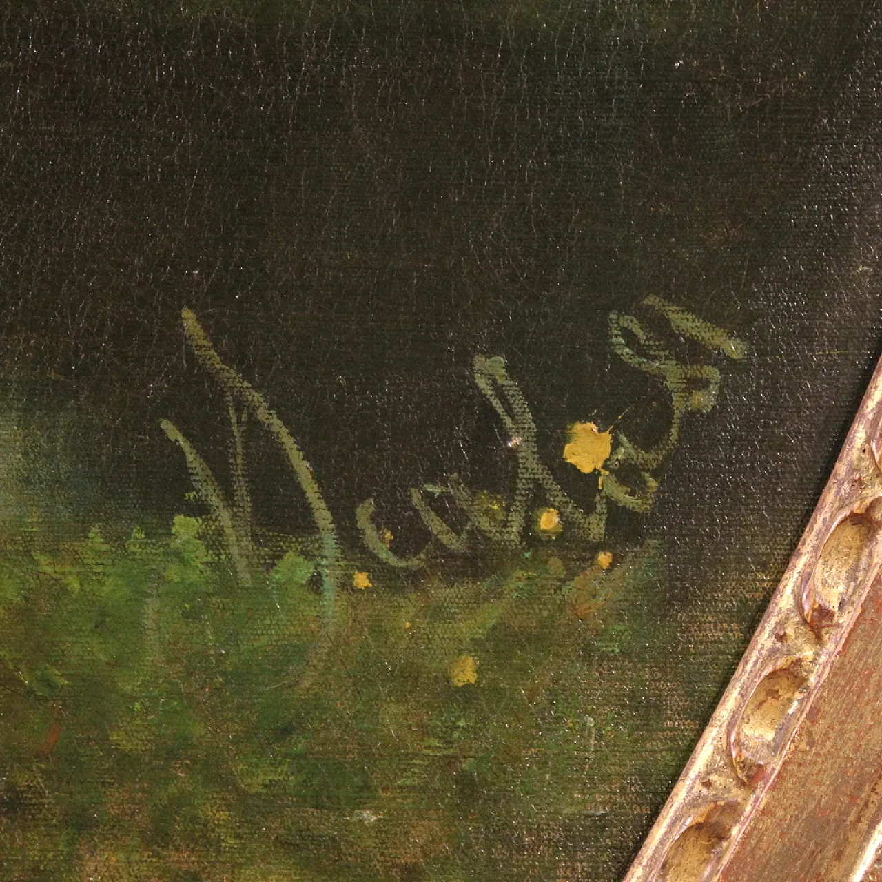 Dipinto italiano paesaggio firmato e datato 1881 9