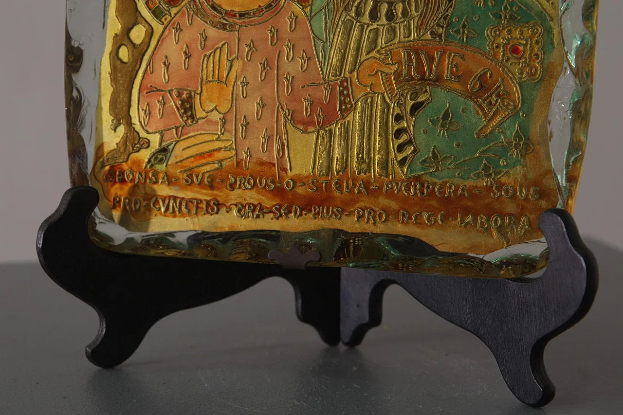 Madonna and Child wall panel in art glass by Fontana Arte, 1940s 2