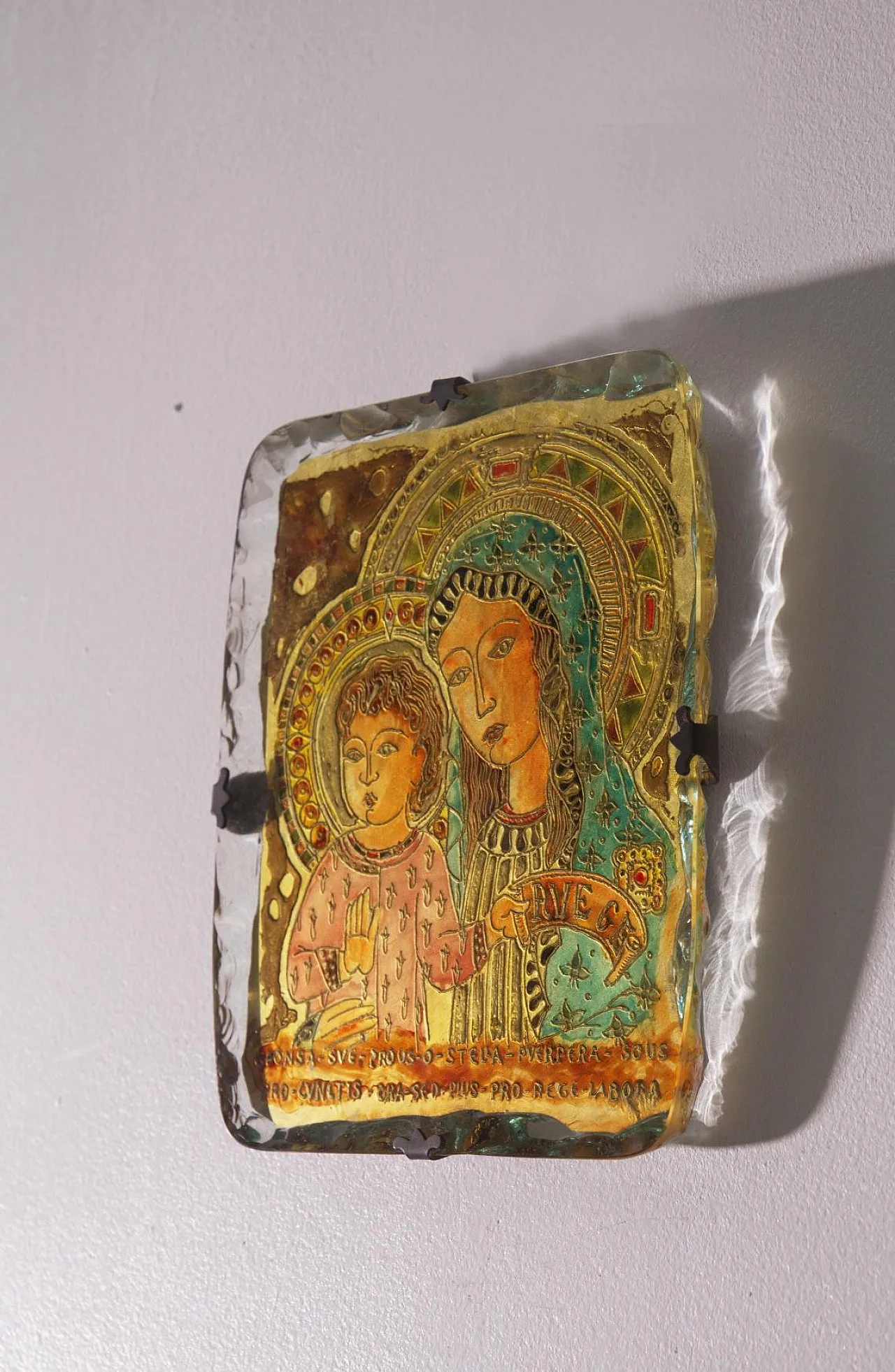 Madonna and Child wall panel in art glass by Fontana Arte, 1940s 9