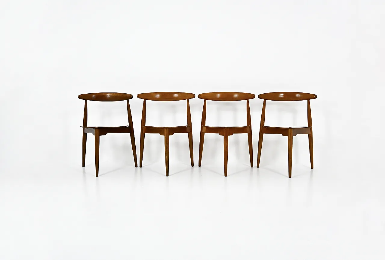 4 sedie da pranzo FH4103 di Hans J. Wegner per Fritz Hansen, anni '50 3