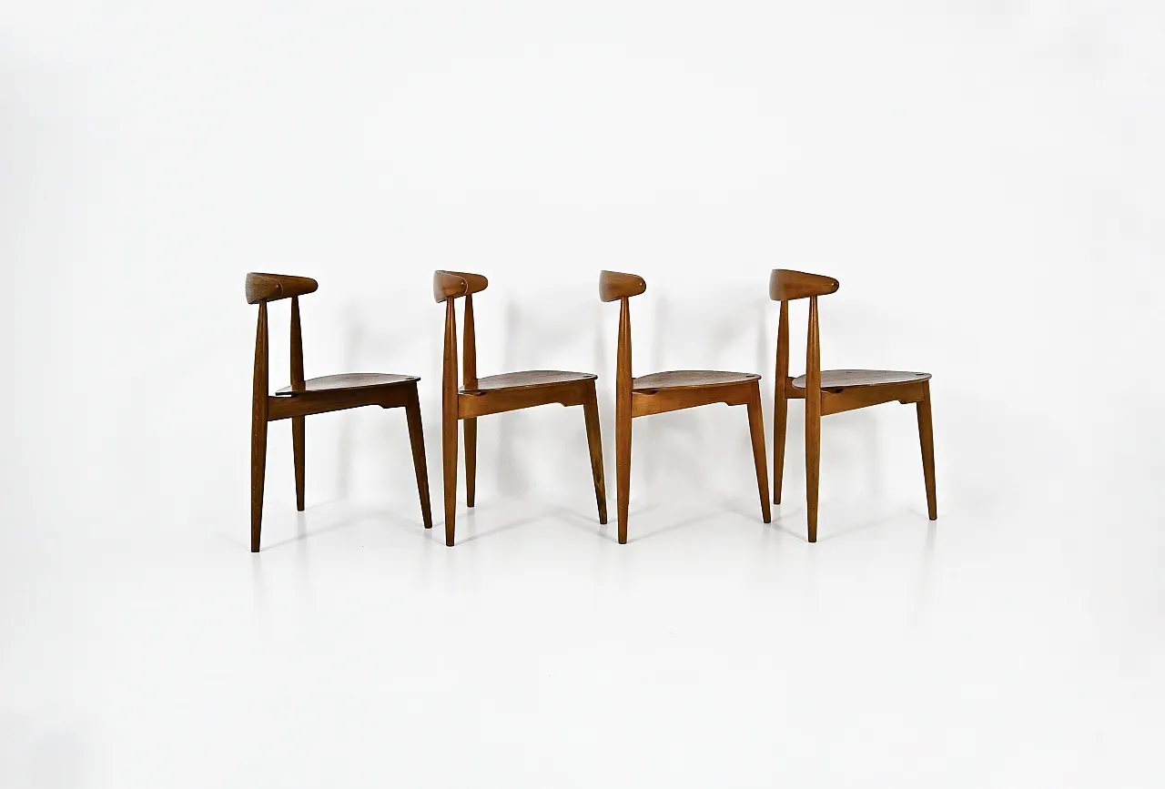4 sedie da pranzo FH4103 di Hans J. Wegner per Fritz Hansen, anni '50 4