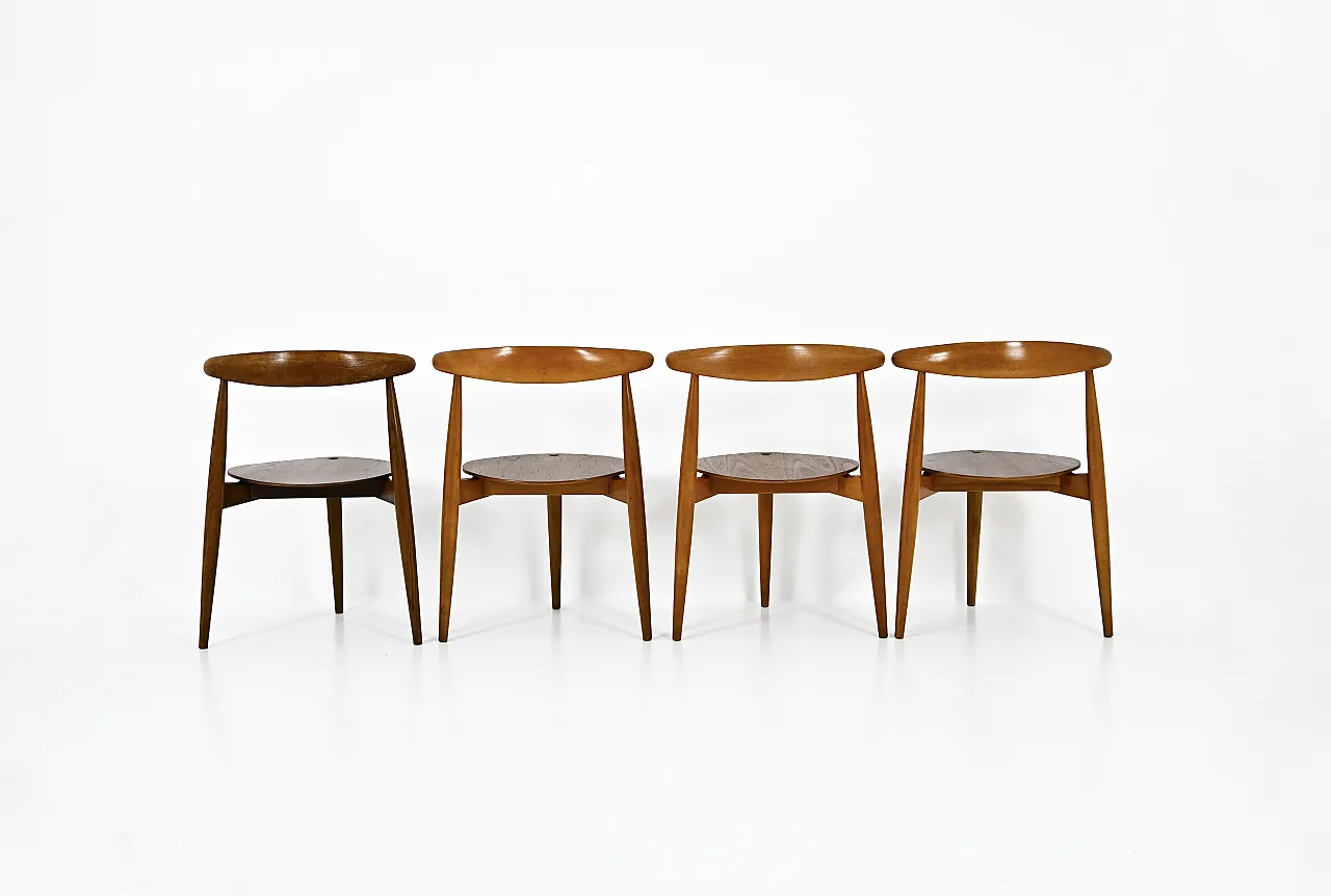 4 sedie da pranzo FH4103 di Hans J. Wegner per Fritz Hansen, anni '50 5