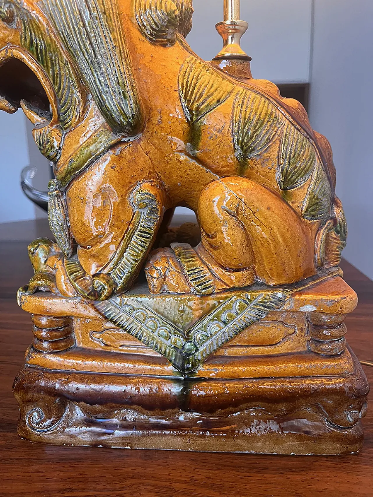Ceramic Foo Dog, table lamp, 20th century 4