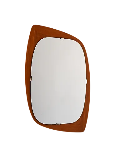 Specchio scandinavo vintage anni ’60 in teak free-form