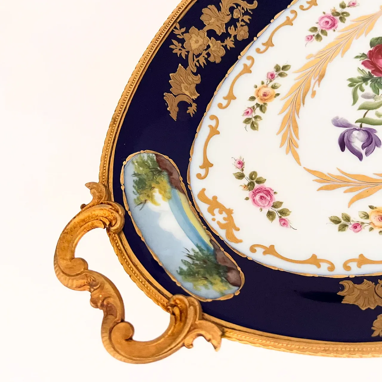 Centrotavola Blu dipinto con alzata, '900 3