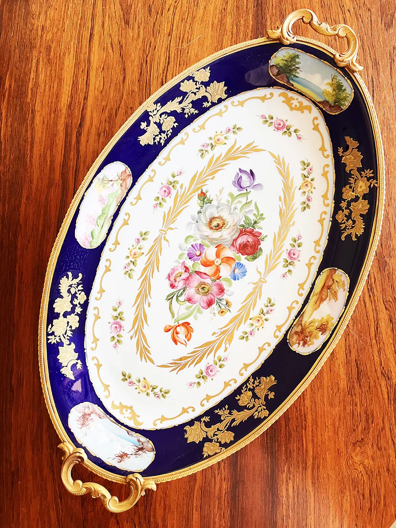 Centrotavola Blu dipinto con alzata, '900 4