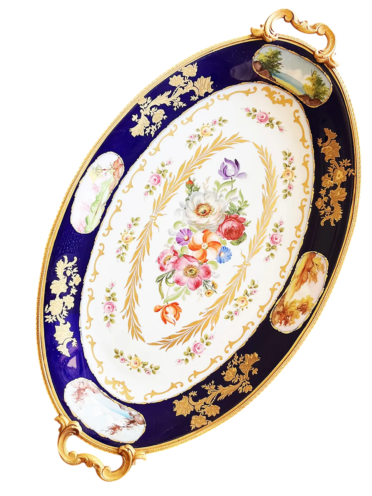 Centrotavola Blu dipinto con alzata, '900 7